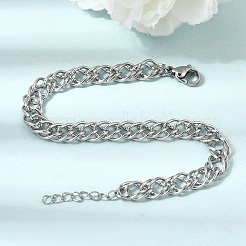 6.5MM 304 Stainless Steel Double Link Chain Bracelets for Women Men&nbsp;SA-CBA37BC-21P