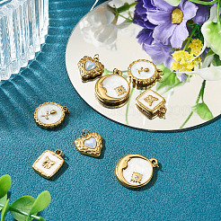 8Pcs 4 Styles 304 Stainless Steel Enamel Pendants&nbsp;STAS-TA0006-19
