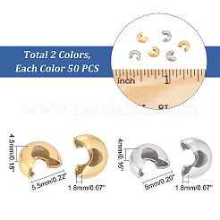 100Pcs 2 Style 304 Stainless Steel Crimp Beads Covers&nbsp;STAS-UN0041-41