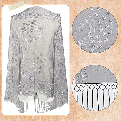 Peacock Detachable Polyester Sequin Shawl&nbsp;AJEW-WH20072-41B