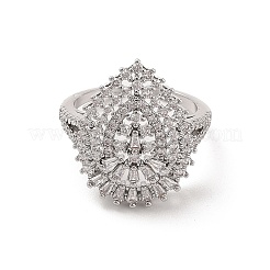 Brass Micro Pave Cubic Zirconia Open Cuff Rings&nbsp;RJEW-R146-16C-P