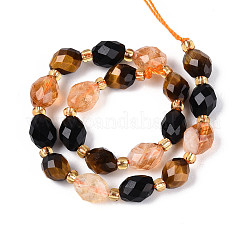 Natural Obsidian & Citrine & Tiger Eye Beads Strands&nbsp;G-N358-04A-05