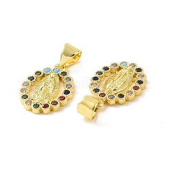 Rack Plating Eco-Friendly Brass Micro Pave Cubic Zirconia Pendants&nbsp;KK-F844-02G