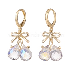 Alloy Bowknot with Glass Teardrop Dangle Leverback Earrings&nbsp;EJEW-TA00114