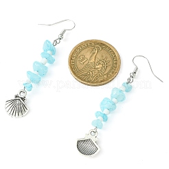 Natural White Jade(Dyed) Chips Dangle Earrings&nbsp;EJEW-JE05578