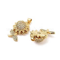Rack Plating Brass Micro Pave Clear Cubic Zirconia Pendants&nbsp;KK-Z064-16G