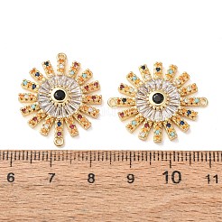 Brass Micro Pave Colorful Cubic Zirconia Connector Charms&nbsp;CU-CBA4579-05G-A