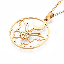 304 Stainless Steel Pendant Necklaces&nbsp;NJEW-T018-51G