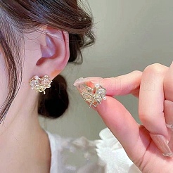 Alloy Rhinestone Heart Stud Earrings&nbsp;WGC55EE-01