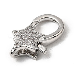 Brass Clear Cubic Zirconia Lobster Claw Clasps&nbsp;KK-Z078-49A-P