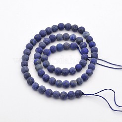 Frosted Round Natural Lapis Lazuli Beads Strands&nbsp;G-E302-110-6mm