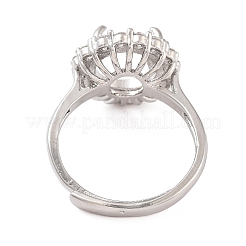 Rack Plating Round Brass Micro Pave Cubic Zirconia Adjustable Ring Components&nbsp;KK-Q819-05P