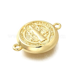 Brass Saint Benedict Medal Connector Charms&nbsp;KK-P295-44A-G