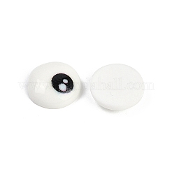 White and Black Flat Round Cartoon Resin Cabochons&nbsp;LS-CRES-Q009-01G