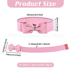 4Pcs 4 Colors Adjustable Bowknot PU Leather Elastic Waistbands for Women&nbsp;AJEW-CO0001-07