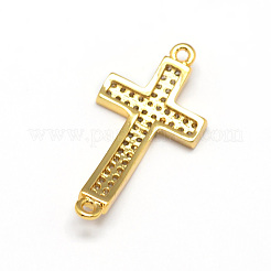 Curved Latin Sideways Cross Brass Micro Pave Cubic Zirconia Links&nbsp;LS-ZIRC-E010-02G