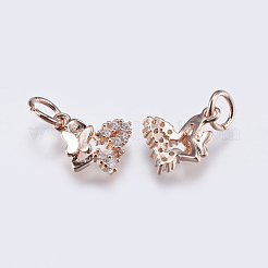 Brass Micro Pave Cubic Zirconia Charms&nbsp;RB-I077-08RG-RS