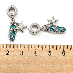 Rack Plating Alloy Enamel Slippers & Starfish European Dangle Charms&nbsp;FIND-B034-02P