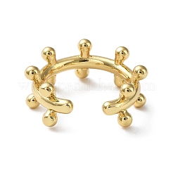 Rack Plating Brass Round Beaded Open Cuff Rings for Women&nbsp;RJEW-Q777-05G