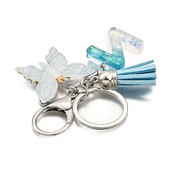 26Pcs Transparent Epoxy Resin & Transparent Acrylic & Faux Suede Tassel Keychain&nbsp;KEYC-JKC01202-26
