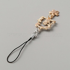 Alloy Enamel Arch with Cat & Sakura Phone Charm Mobile Straps&nbsp;HJEW-WH0007-25B