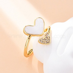 Brass Micro Pave Clear Cubic Zirconia Cuff Rings for Women&nbsp;RJEW-U047-24G-01