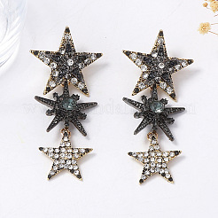 Star Zinc Alloy & Rhinestone Dangle Stud Earrings&nbsp;FS-WGD057C-01
