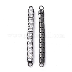 Brass Clear Square Cubic Zirconia Links Connectors&nbsp;ZIRC-G170-22