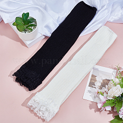 2 Pairs 2 Colors Acrylic Fibers Long Mesh Lace Gloves&nbsp;AJEW-CN0006-66