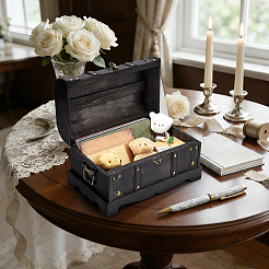 1Pcs Vintage Wooden Jewelry Treasure Chest Packaging Boxes for Trinkets&nbsp;CON-TW0001-06