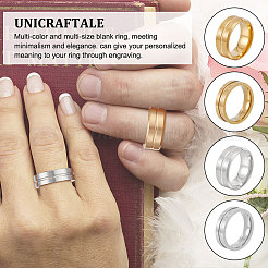 16Pcs 4 Styles 201 Stainless Steel Grooved Line Finger Ring for Women&nbsp;RJEW-UN0002-48