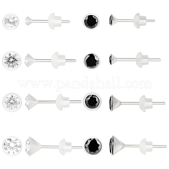 16 Pairs 8 Styles Resin Micro Pave Cubic Zirconia Stud Earrings&nbsp;EJEW-BBC0001-82