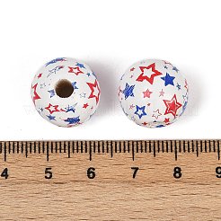 Independence Day Theme Wood European Beads&nbsp;WOOD-Z005-01B-02