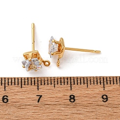 Brass Micro Pave Cubic Zirconia Stud Earring Findings&nbsp;KK-F898-14B-G