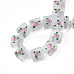Handmade Frosted Lampwork Beads Strands&nbsp;LAMP-N021-38F