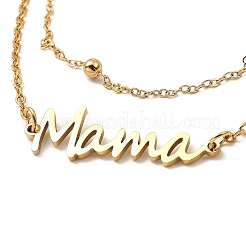 Mother's Day 304 Stainless Steel Ma Ma Multi-Strand Link Chains Bracelets for Women&nbsp;BJEW-Q335-01B-G