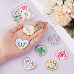 14Pcs 2 Bags Oval/Heart/Flat Round Polyester Embroidery Sew On Patches&nbsp;PATC-CY0001-75