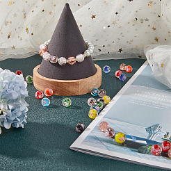 80Pcs 10 Colors Handmade Luminous Inner Flower Lampwork Beads&nbsp;LAMP-SC0001-25