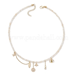 Brass & Alloy Bees Flower Leaf Star Bib Necklaces&nbsp;NJEW-JN05749