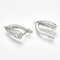 Brass Hoop Earring Findings with Latch Back Closure&nbsp;KK-S350-070P