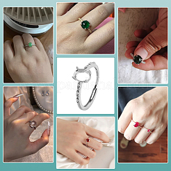 1Pc Rhodium Plated 925 Sterling Silver Adjustable Solitaire Ring Settings&nbsp;FIND-BC0013-97