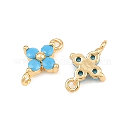 Brass Pave Deep Sky Blue Cubic Zirconia Connector Charms&nbsp;CU-CBAA6E8-10G