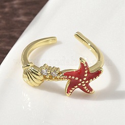 Brass Micro Pave Cubic Zirconia Cuff Rings&nbsp;RJEW-H256-11G