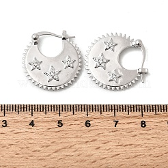 Star Brass Micro Pave Clear Cubic Zirconia Hoop Earrings&nbsp;EJEW-Z157-01P
