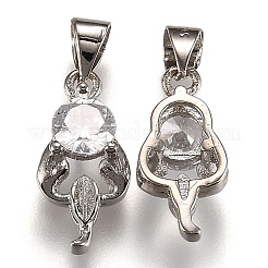 Brass Micro Pave Clear Cubic Zirconia Pendants&nbsp;ZIRC-Z013-12P
