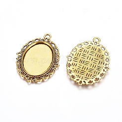 Tibetan Style Oval Alloy Pendant Cabochon Settings&nbsp;X-TIBEP-Q054-44AG-RS
