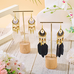 2Pairs 2 Colors Feather Chandelier Earrings&nbsp;EJEW-TA0001-81D