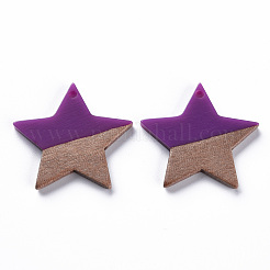 Opaque Resin & Walnut Wood Pendants&nbsp;RESI-T035-39D