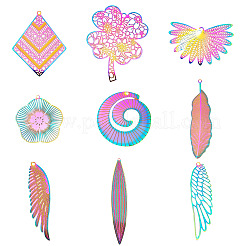 18Pcs 9 Styles 201 Stainless Steel Pendants&nbsp;STAS-TA0002-89