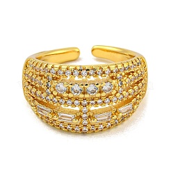 Brass Micro Pave Cubic Zirconia Cuff Rings for Women&nbsp;LS-RJEW-E294-04G-01